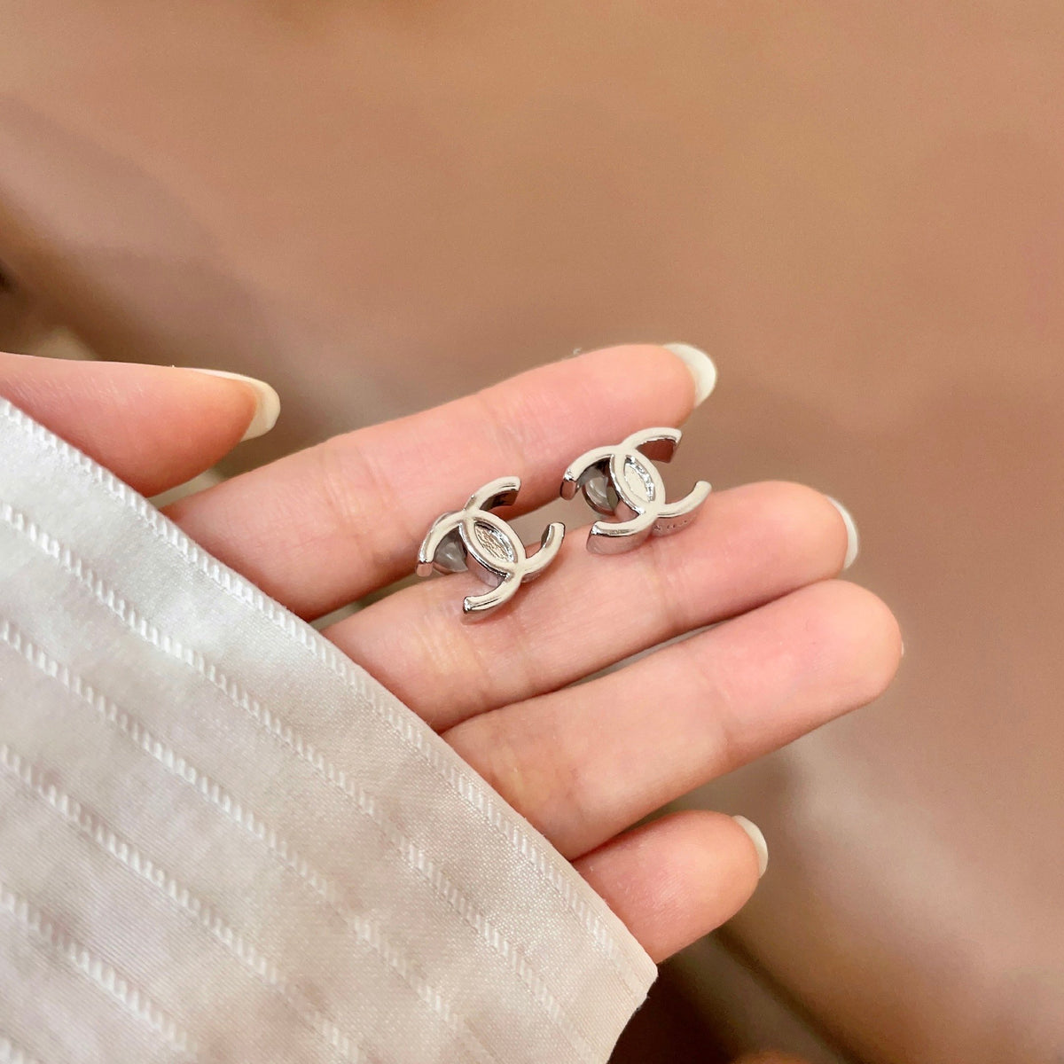 double c Stud Earrings for women - alternate angle view 4