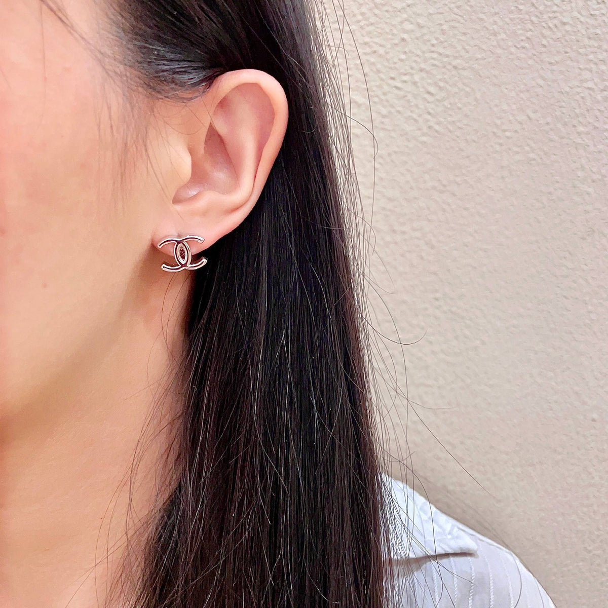 double c Stud Earrings for women - alternate angle view 3