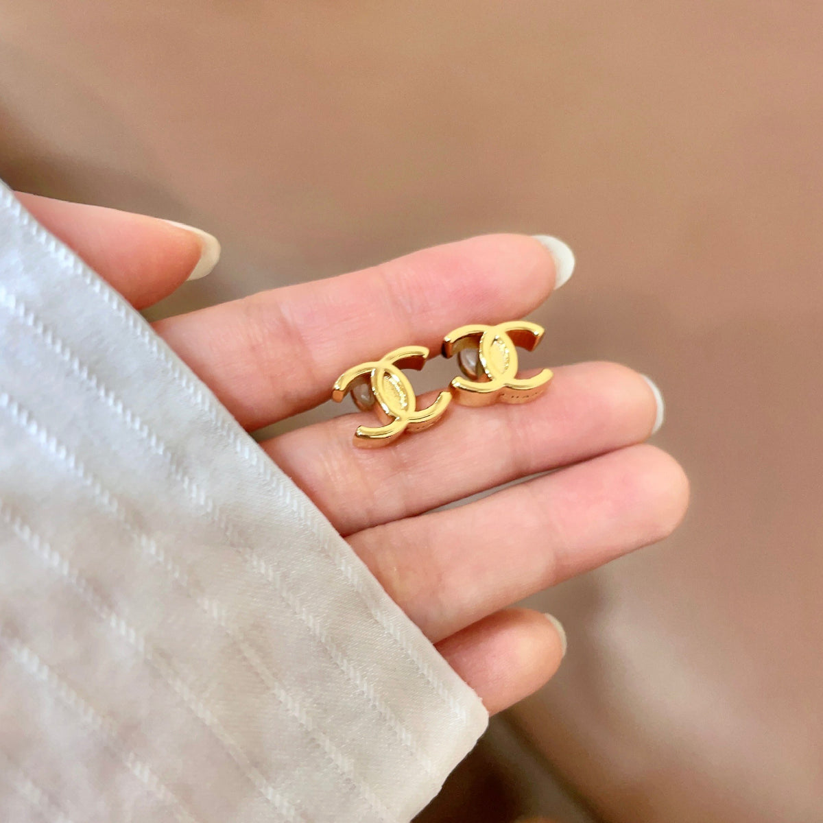 double c Stud Earrings for women - alternate angle view 4