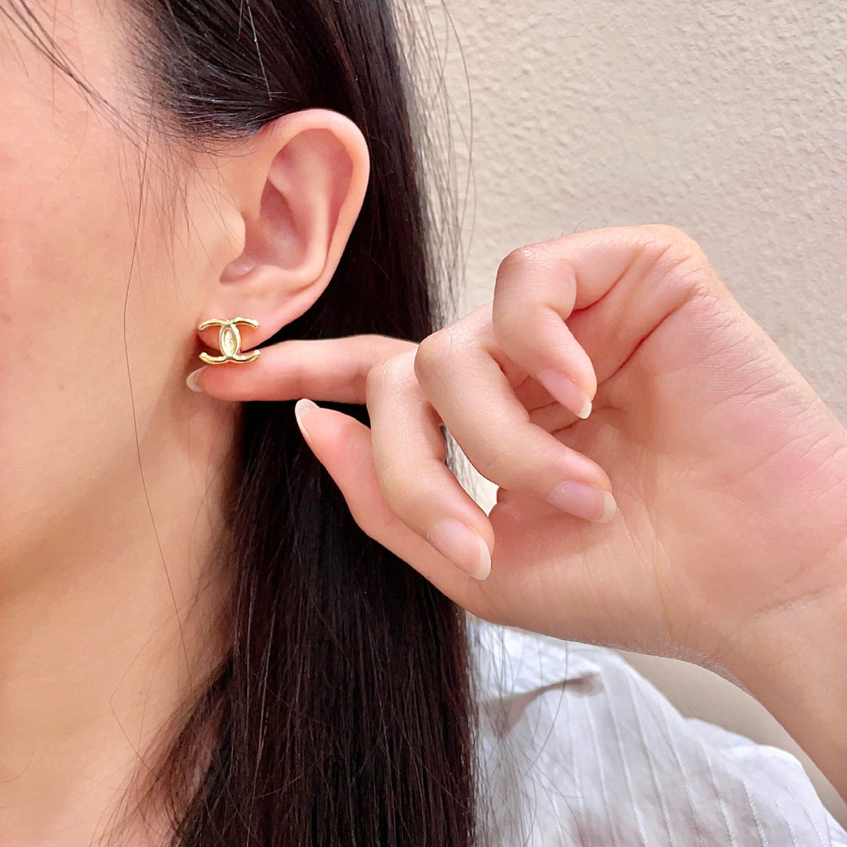 double c Stud Earrings for women - alternate angle view 2
