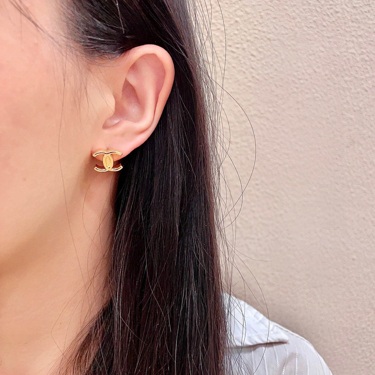 double c Stud Earrings for women - alternate angle view 3
