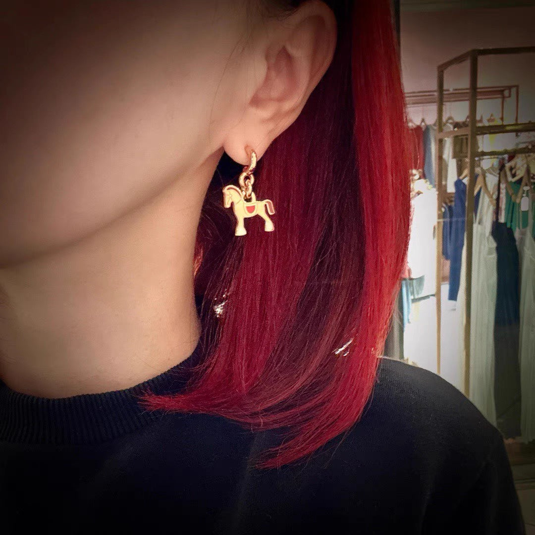 gold silver post elegant Drop Earrings for women - alternate angle view 2