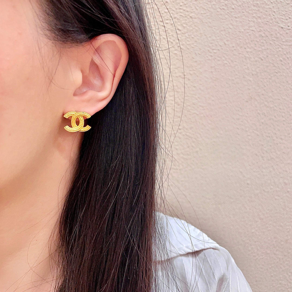double c Stud Earrings for women - alternate angle view 3