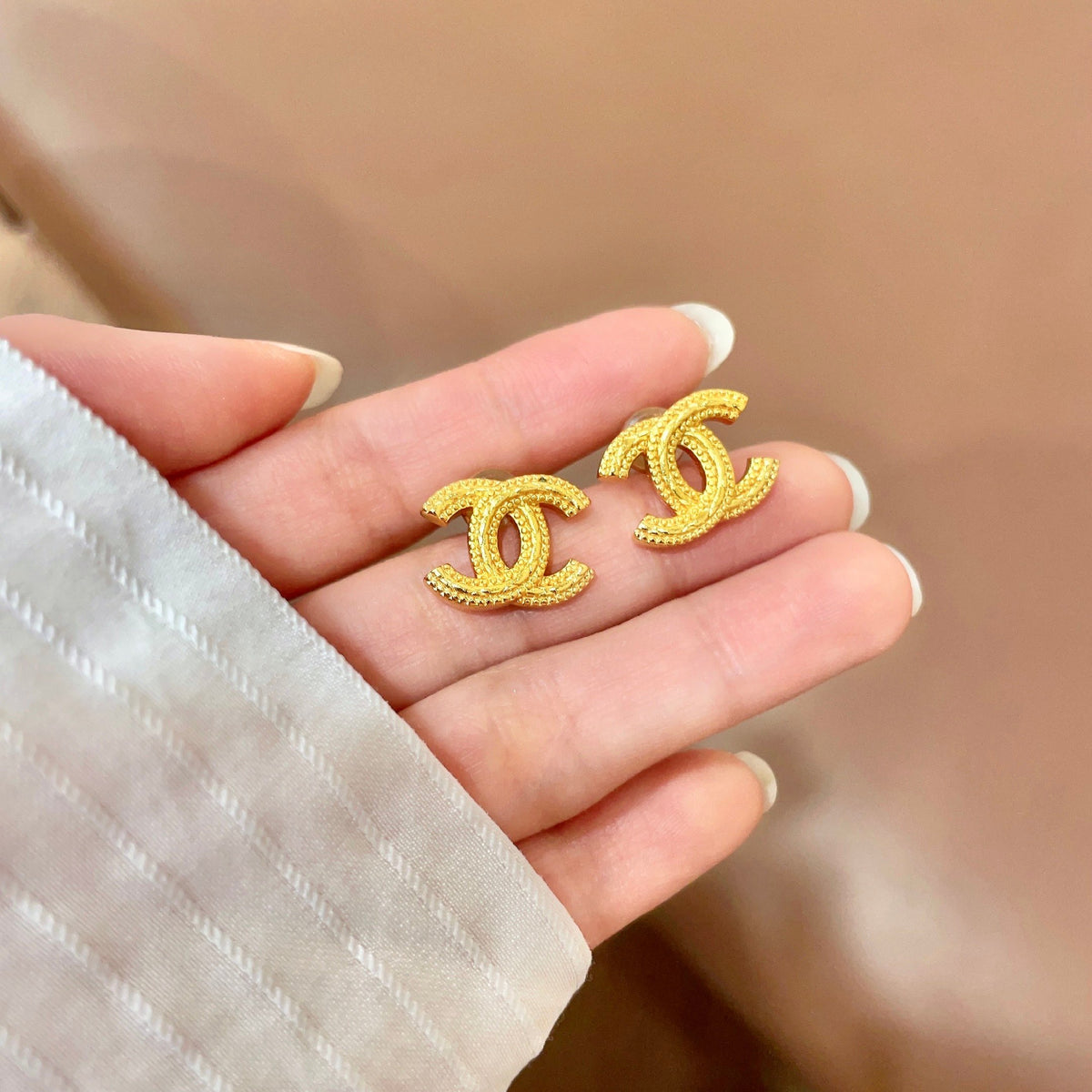 double c Stud Earrings for women - alternate angle view 4