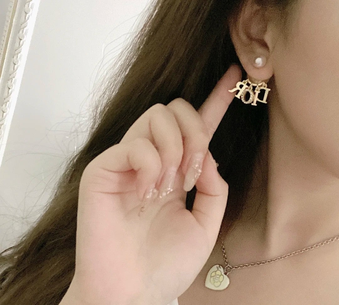 letter Stud Earrings for women - alternate angle view 14