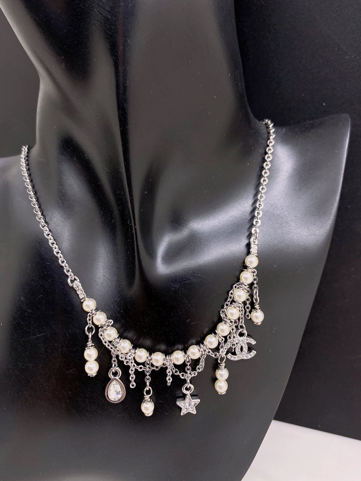 white gold brass Necklace for women - alternate angle view 2