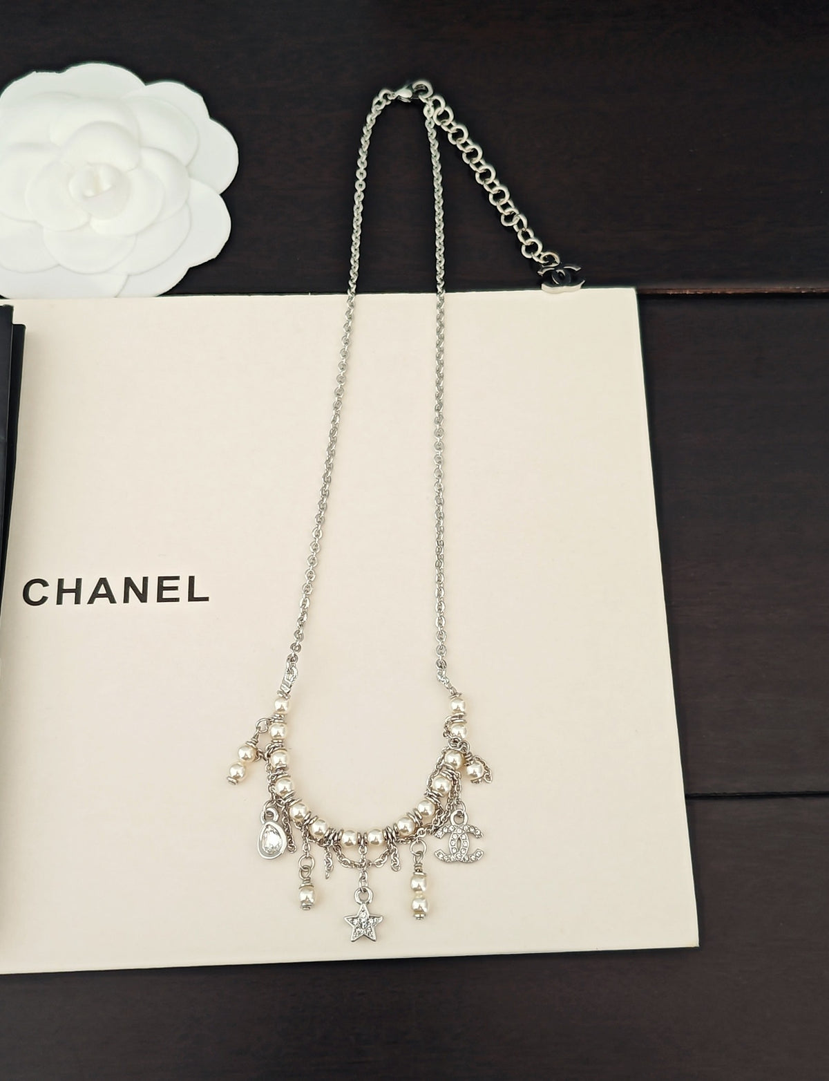 white gold brass Necklace for women - alternate angle view 5
