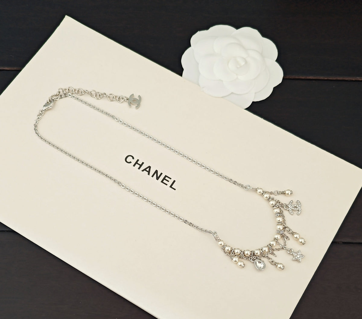 white gold brass Necklace for women - alternate angle view 6