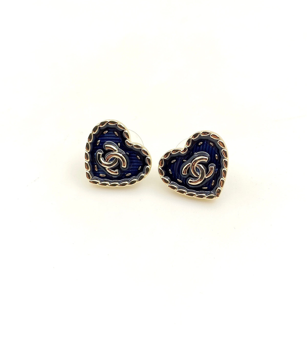 yellow brass heart Stud Earrings for women - product detail view