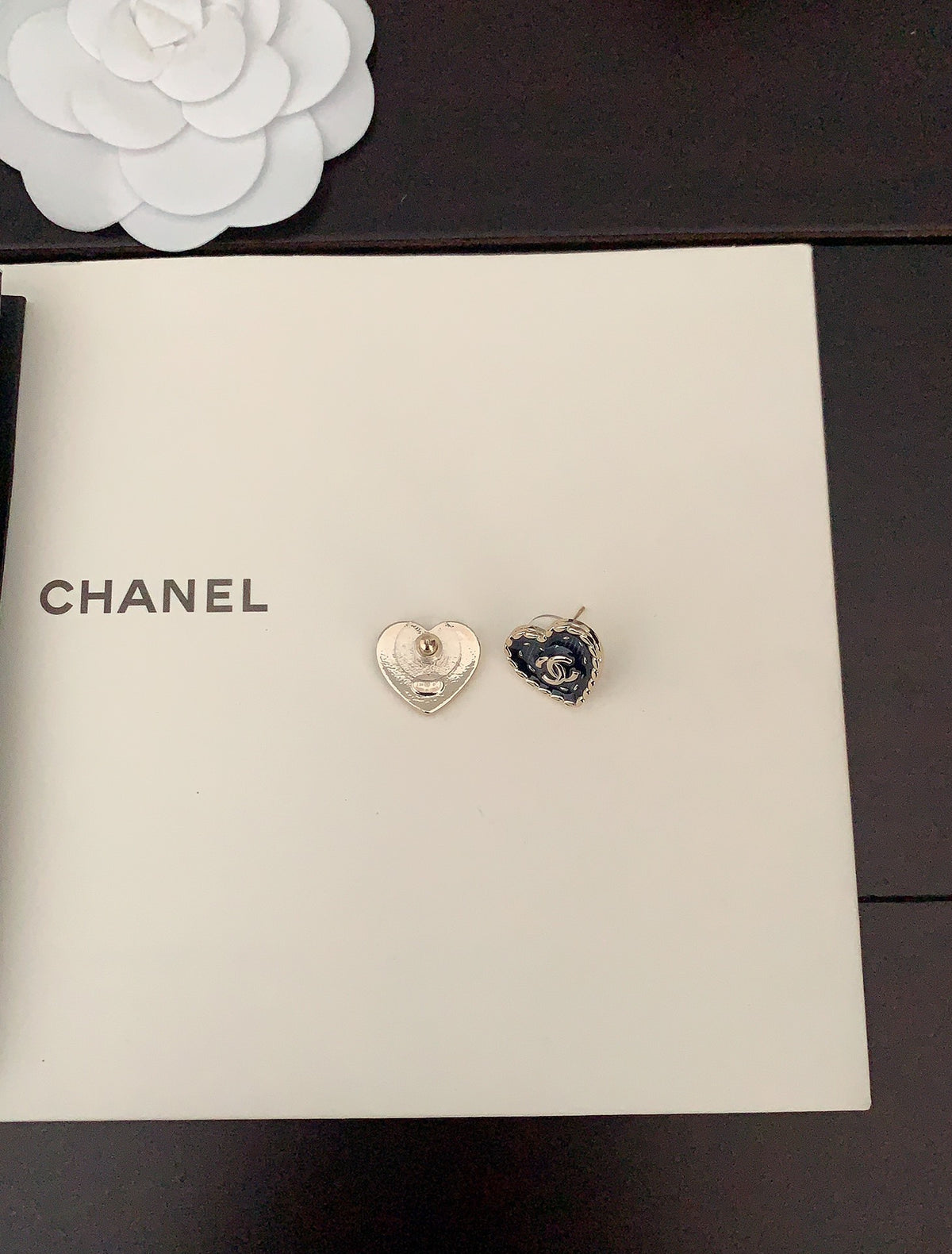 yellow brass heart Stud Earrings for women - alternate angle view 4