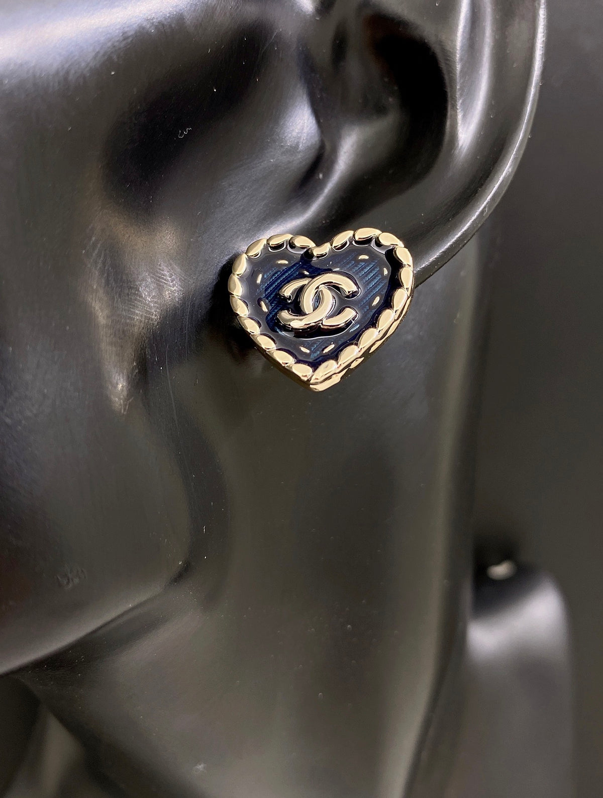 yellow brass heart Stud Earrings for women - alternate angle view 2
