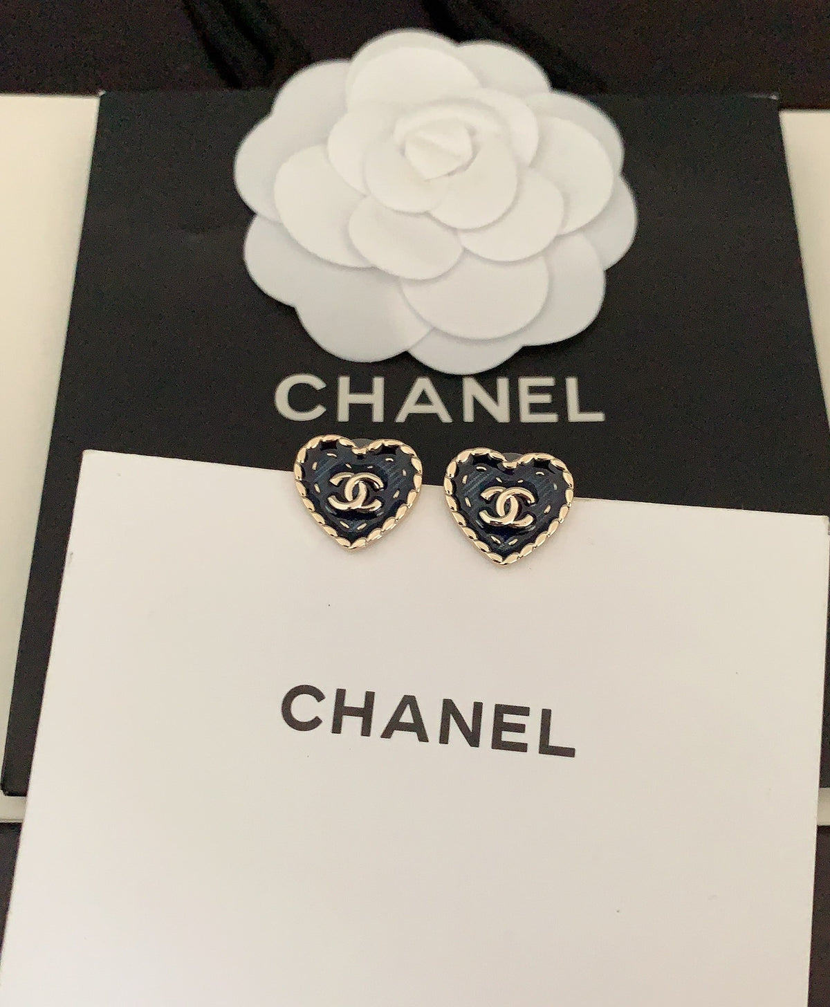yellow brass heart Stud Earrings for women - alternate angle view 5