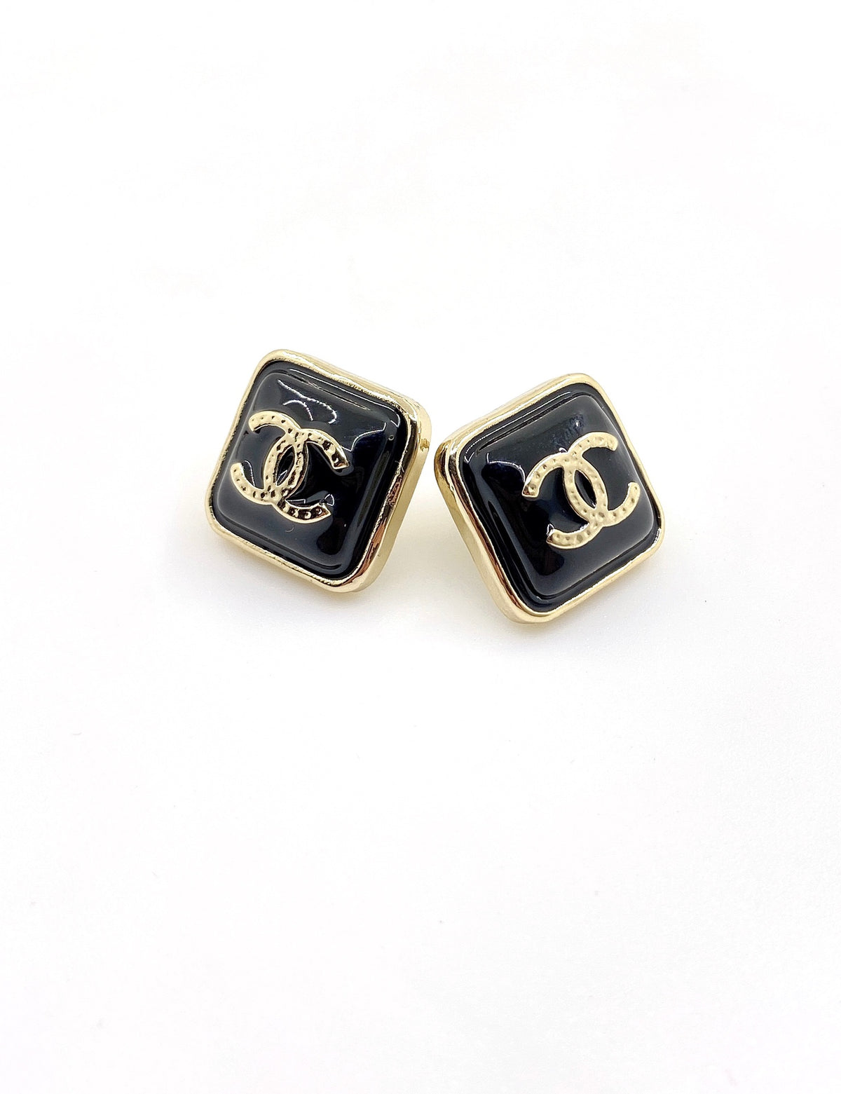 black brass Stud Earrings for women - product detail view