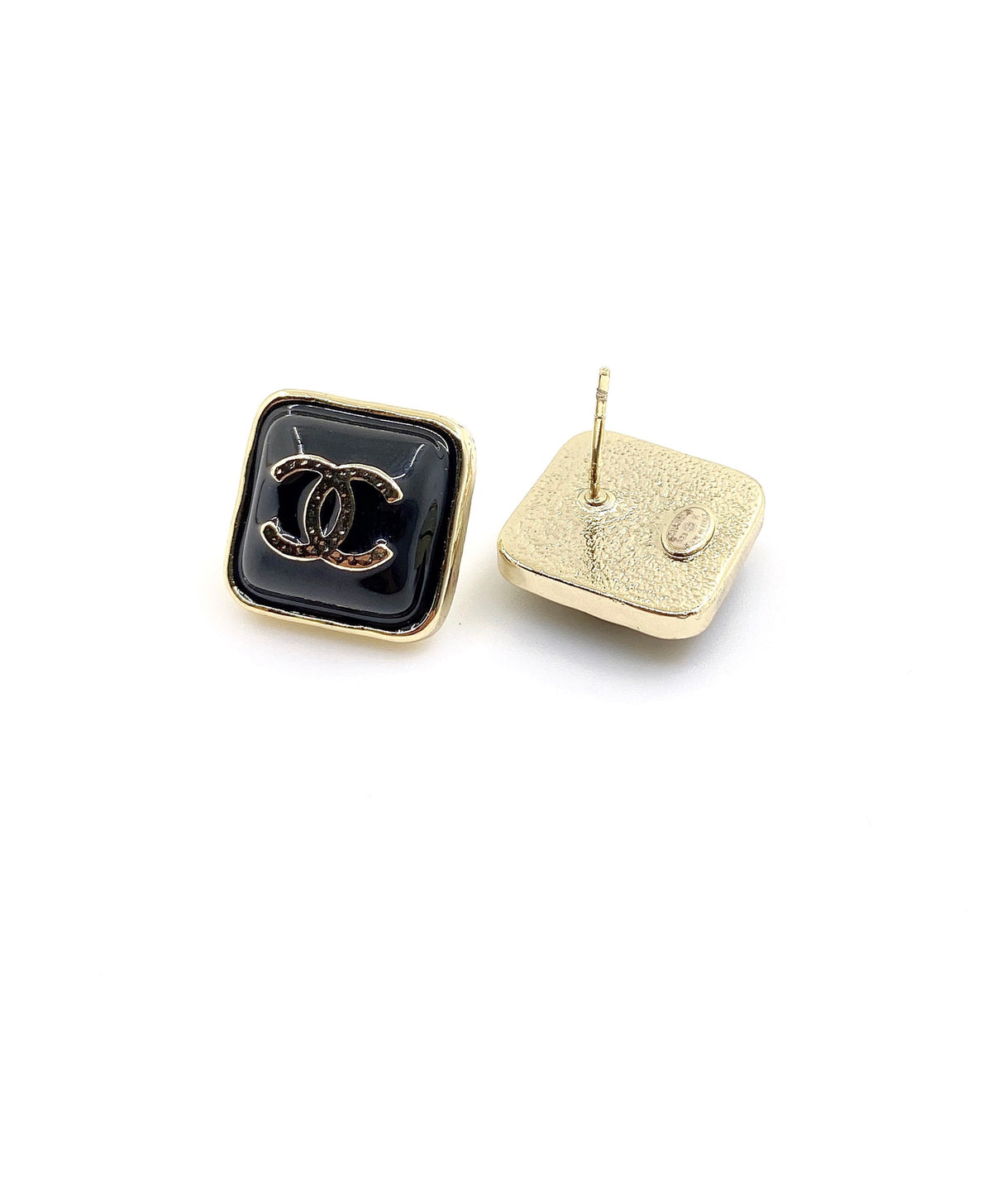 black brass Stud Earrings for women - alternate angle view 3