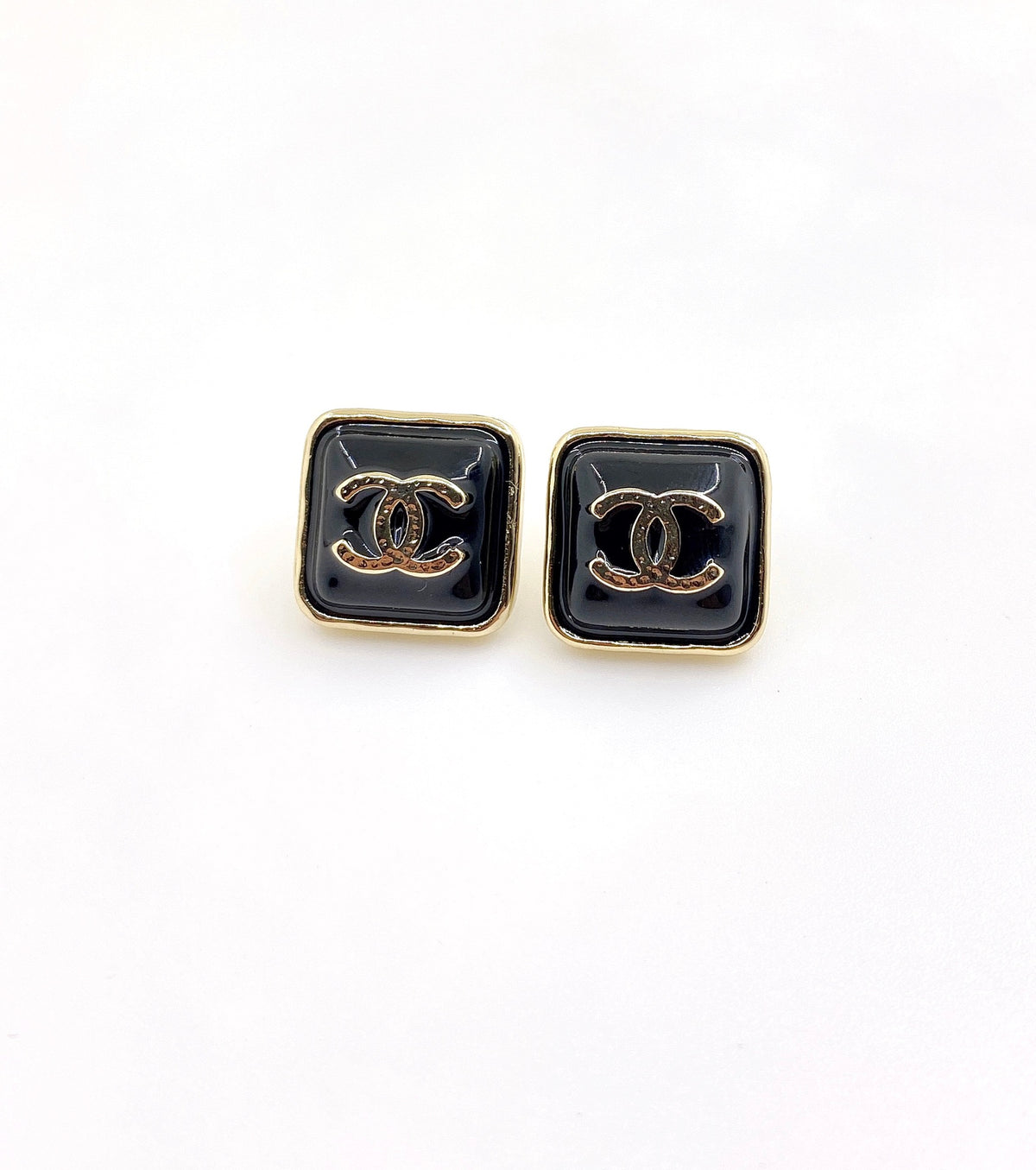 black brass Stud Earrings for women - alternate angle view 4