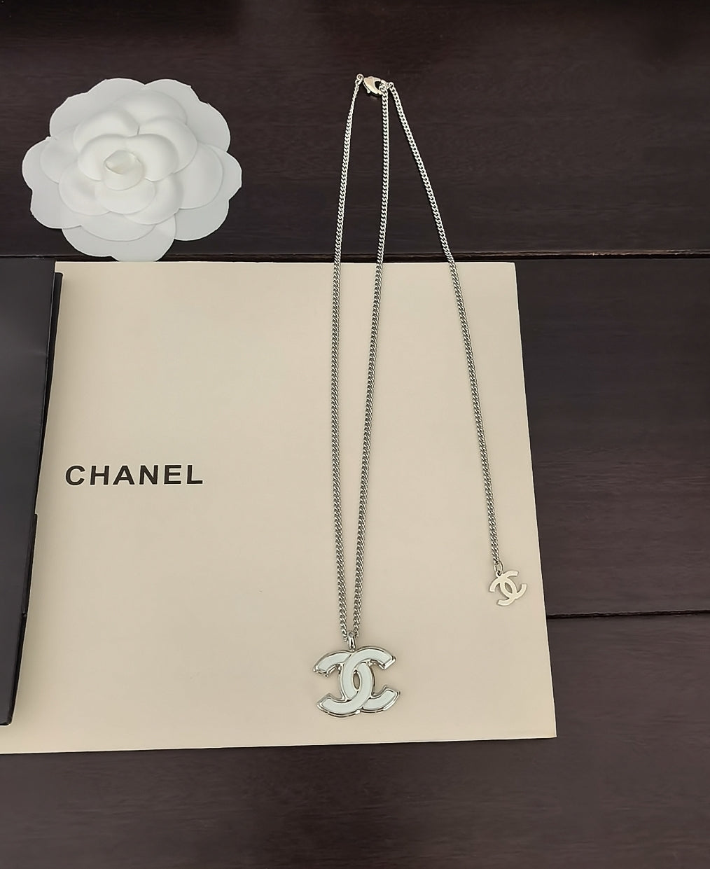 white brass Necklace for women - alternate angle view 4
