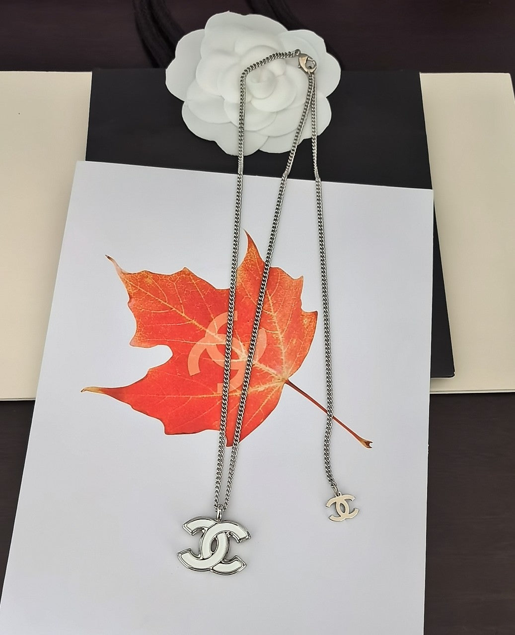 white brass Necklace for women - alternate angle view 5
