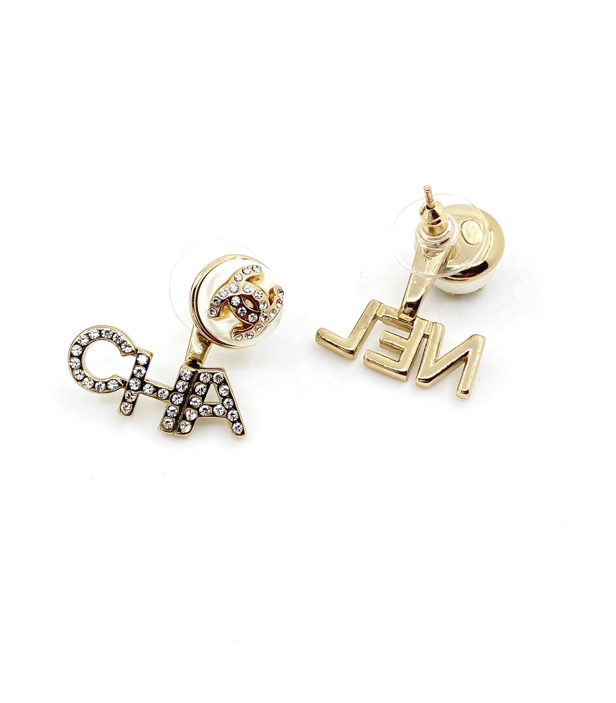 yellow brass letter Drop Earrings for women - alternate angle view 5