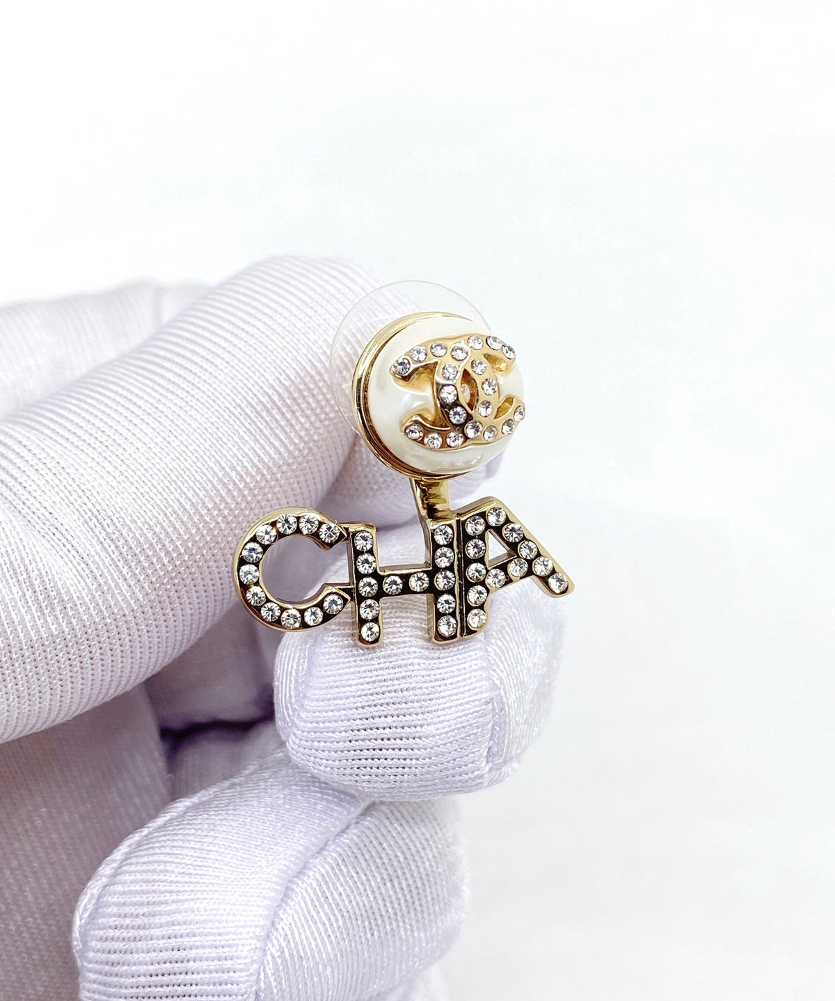 yellow brass letter Drop Earrings for women - alternate angle view 3