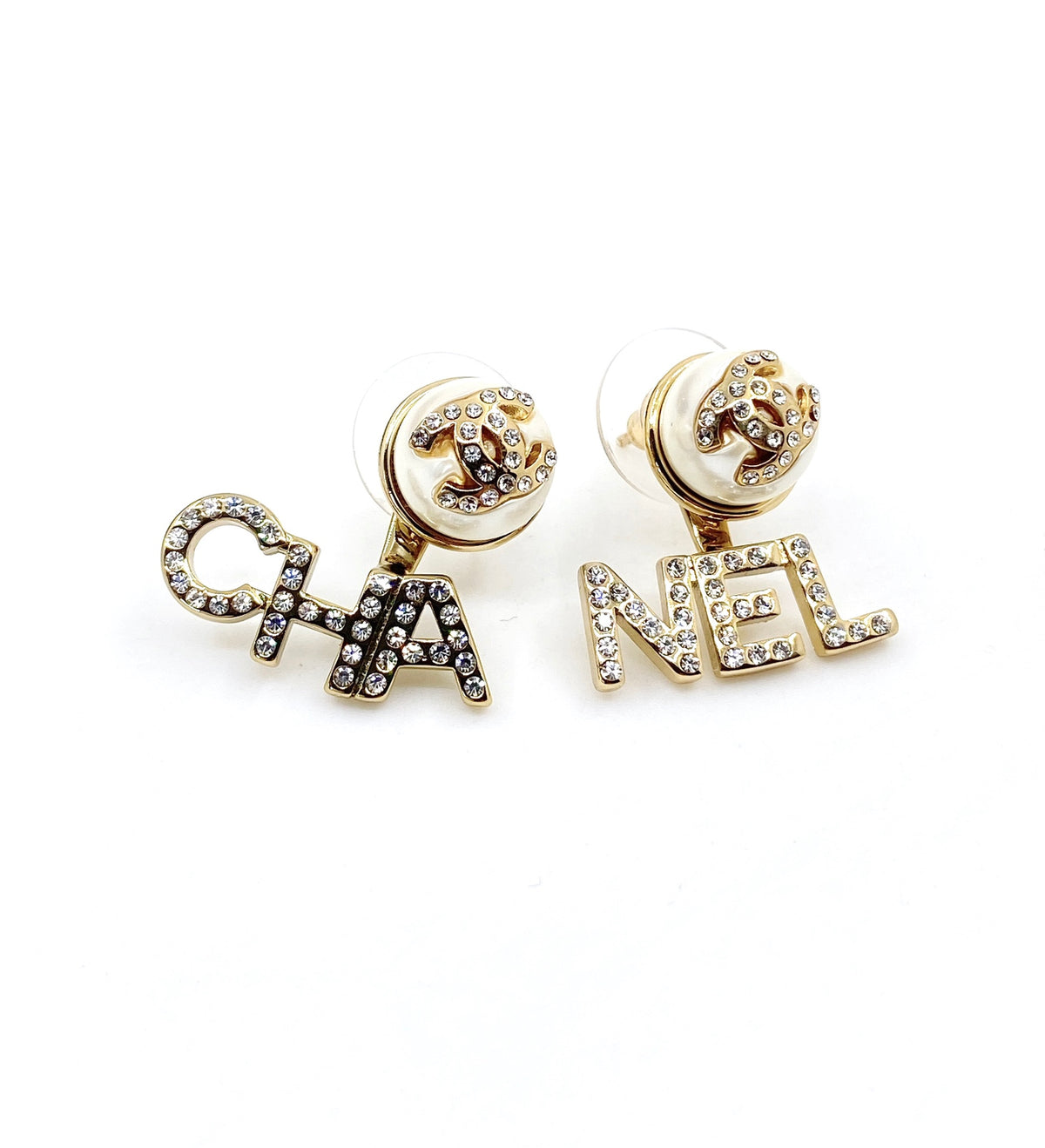 yellow brass letter Drop Earrings for women - product detail view