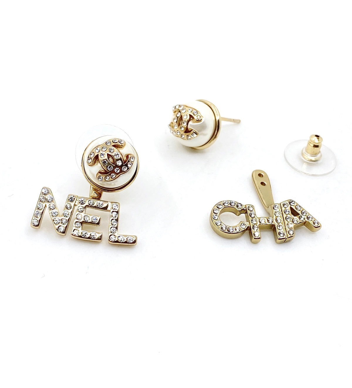 yellow brass letter Drop Earrings for women - alternate angle view 7