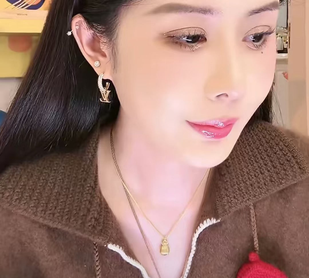 letter Drop Earrings for women - alternate angle view 2