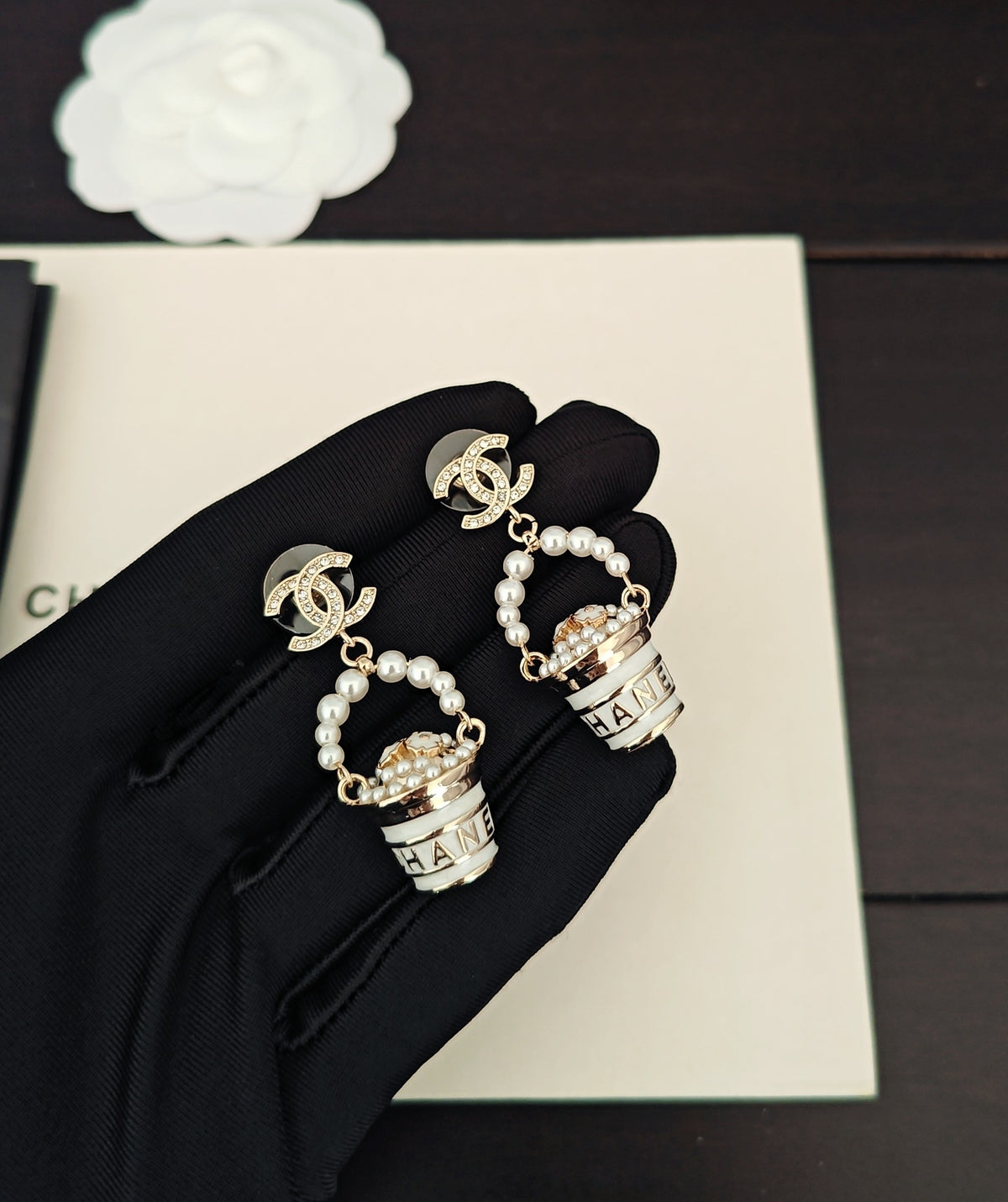 yellow brass floral Drop Earrings for women - product detail view
