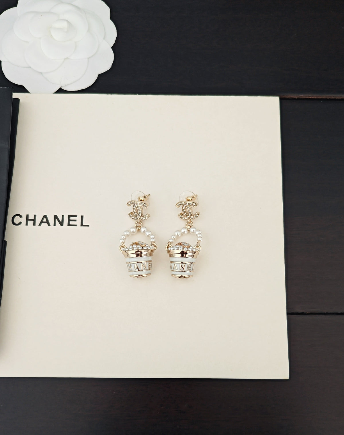 yellow brass floral Drop Earrings for women - alternate angle view 4