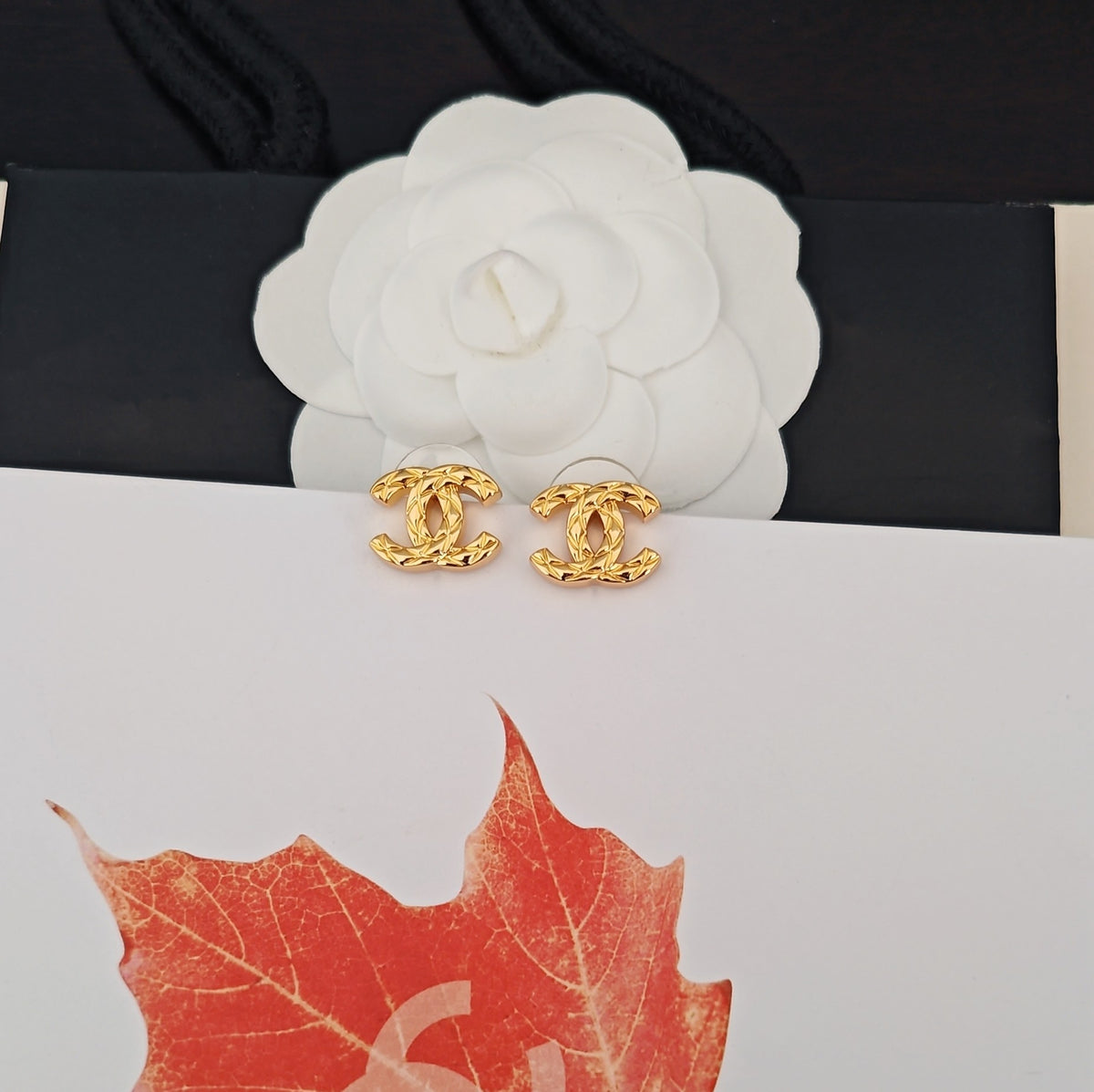 gold brass Stud Earrings for women - alternate angle view 5