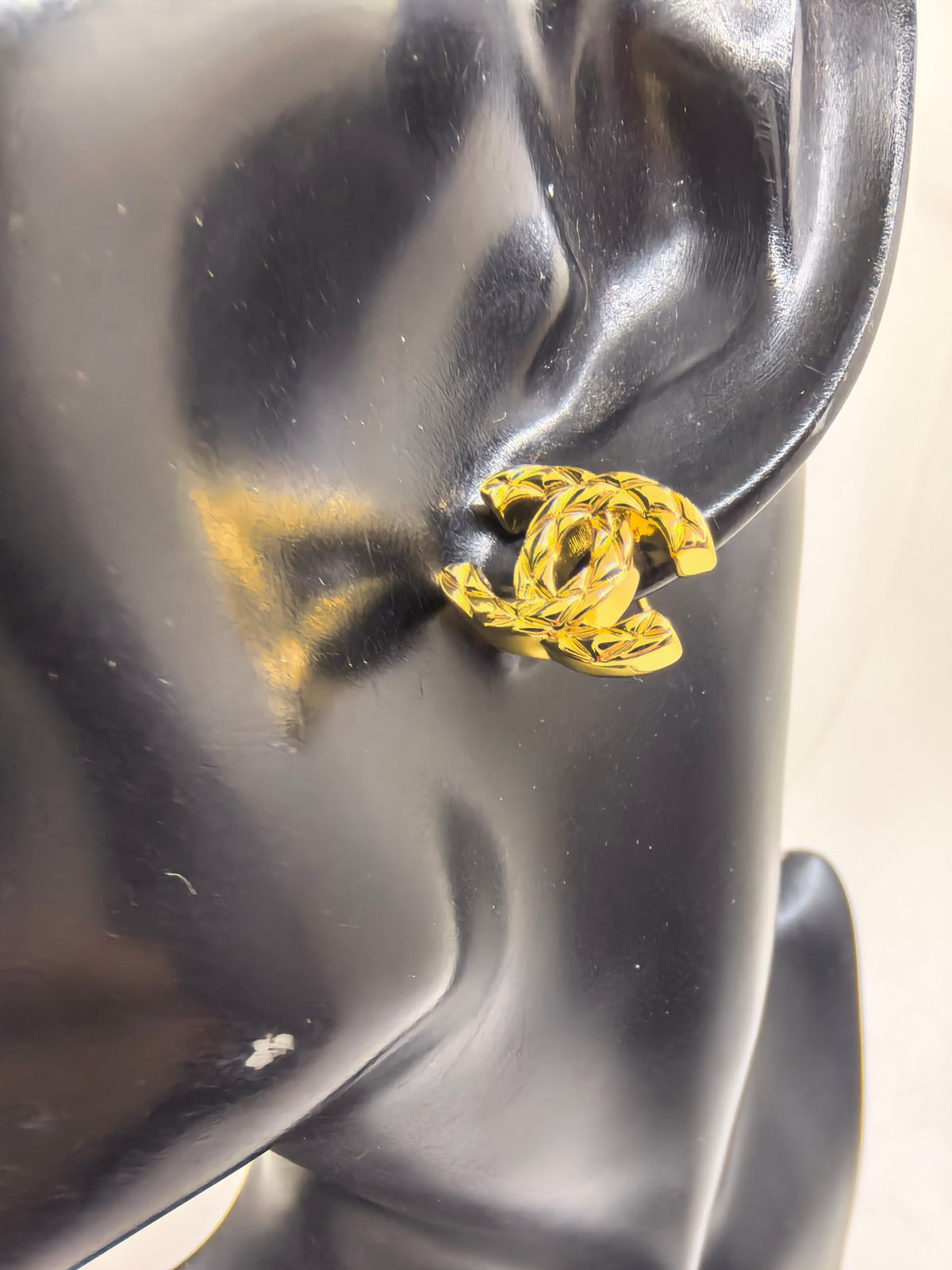 gold brass Stud Earrings for women - alternate angle view 2