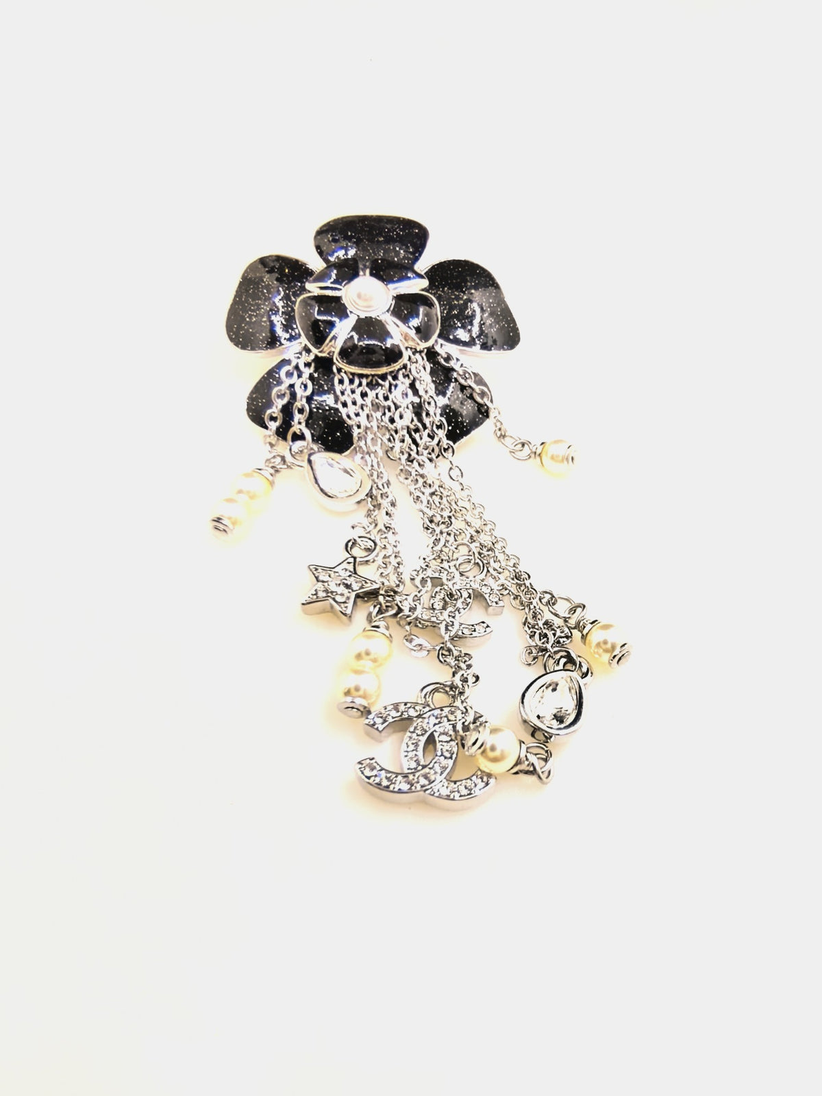 black brass floral Brooch for women - alternate angle view 2
