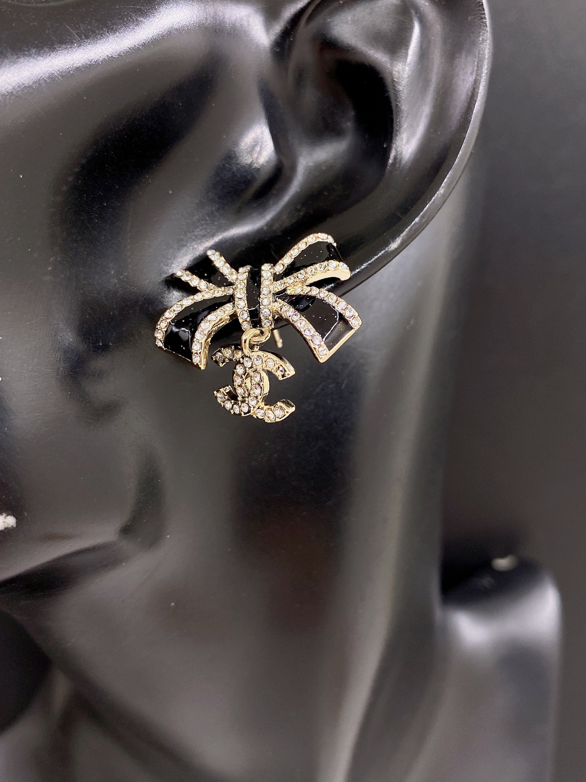 black brass butterfly Drop Earrings for women - alternate angle view 2