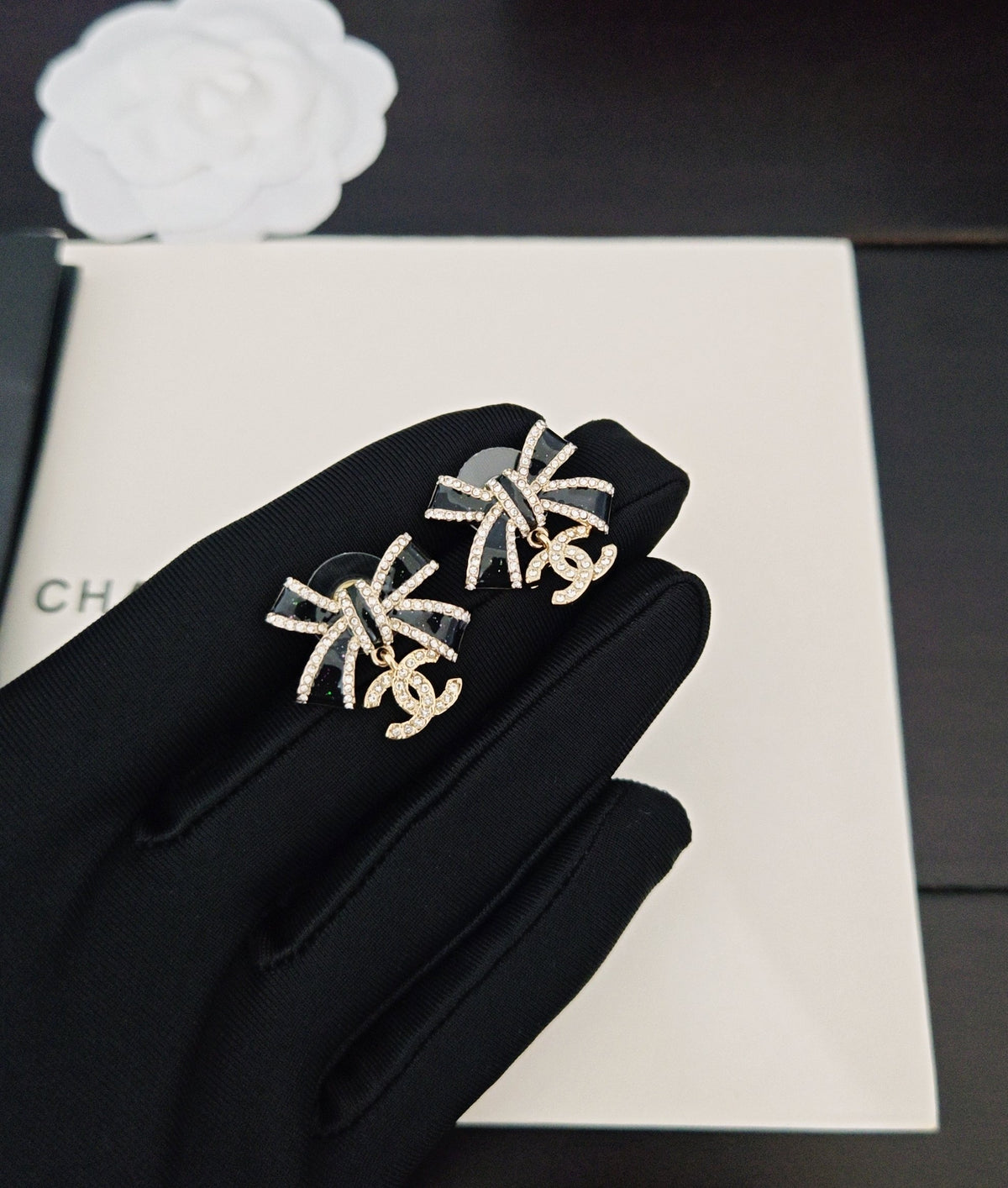black brass butterfly Drop Earrings for women - alternate angle view 3