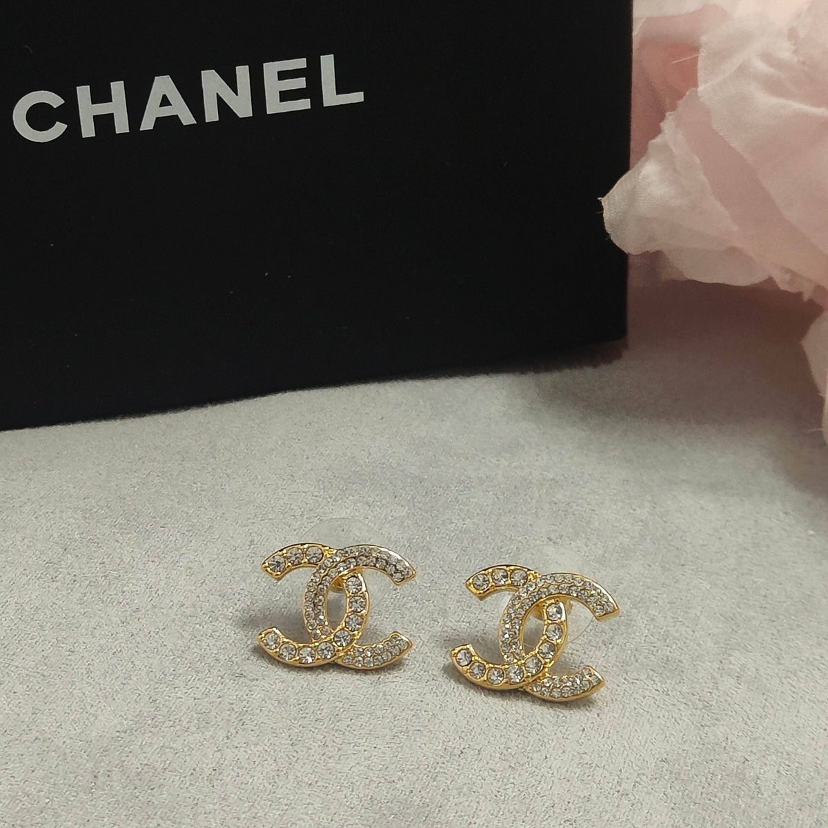 yellow sterling silver letter Stud Earrings for women - alternate angle view 3