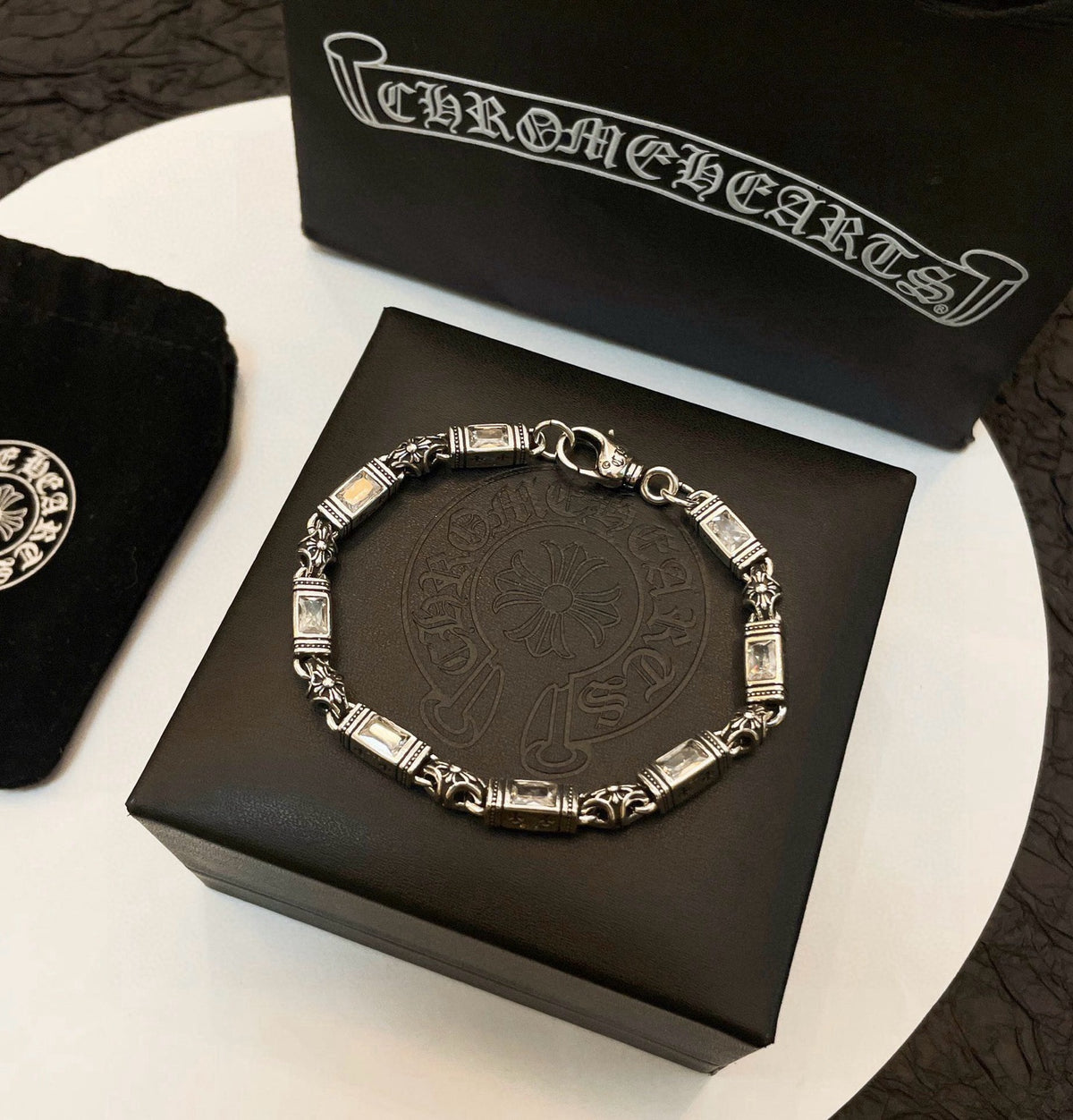 antique crystal cross Bracelet for women - alternate angle view 2