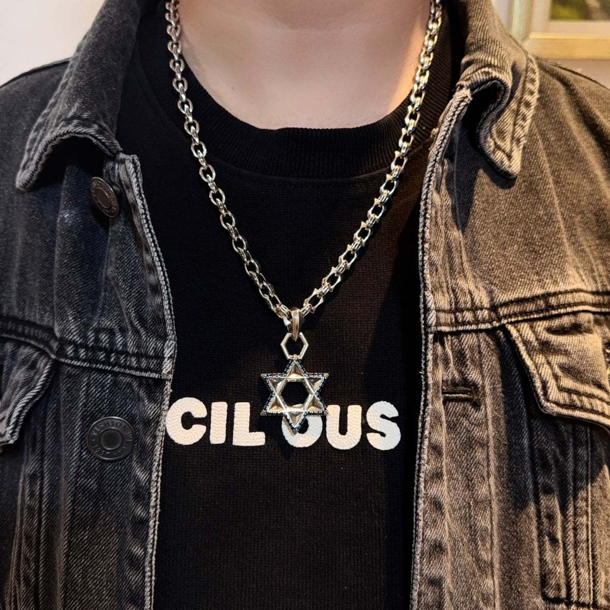 antique crystal cross Pendant for men - product detail view