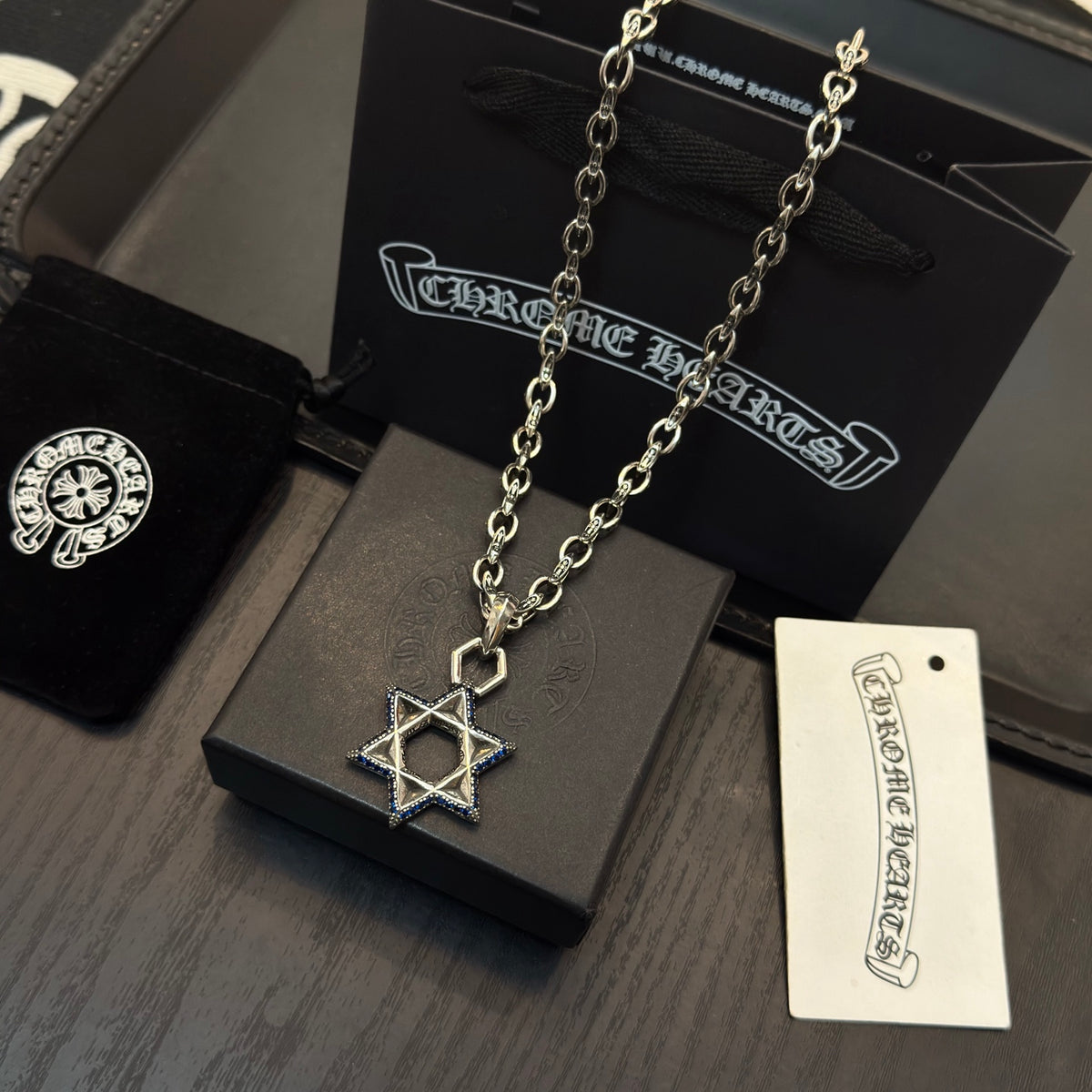 antique crystal cross Pendant for men - alternate angle view 4