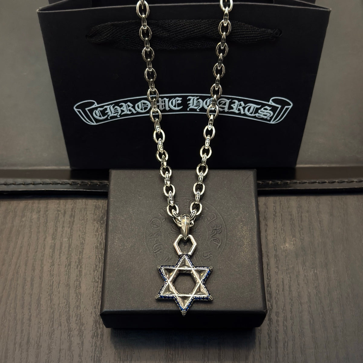 antique crystal cross Pendant for men - alternate angle view 3