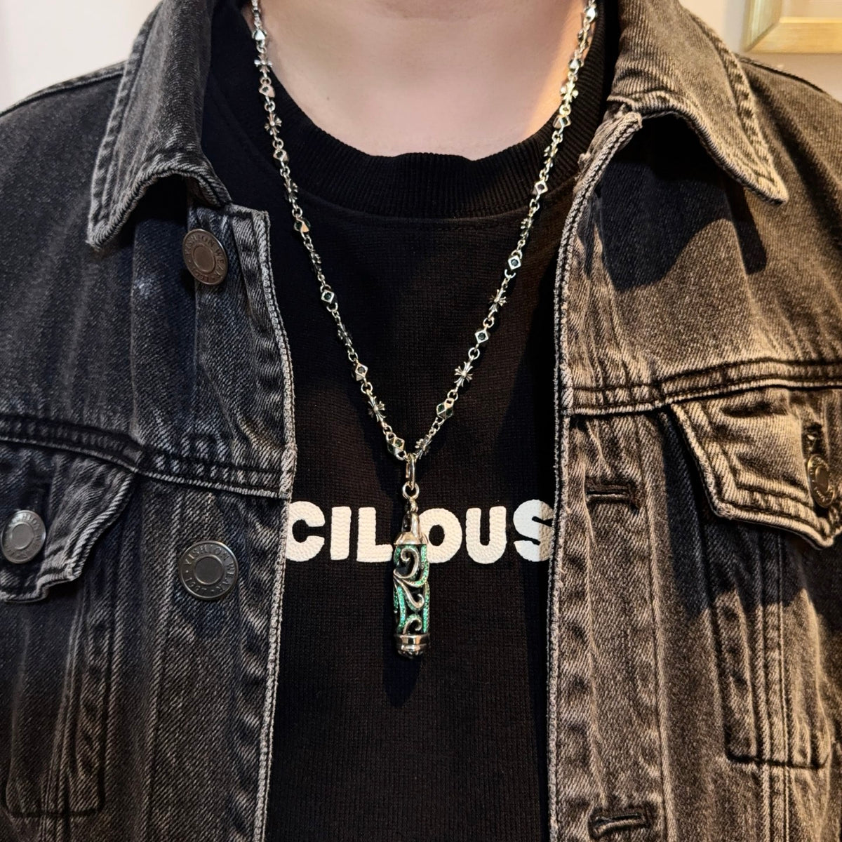 antique crystal cross Pendant for men - product detail view