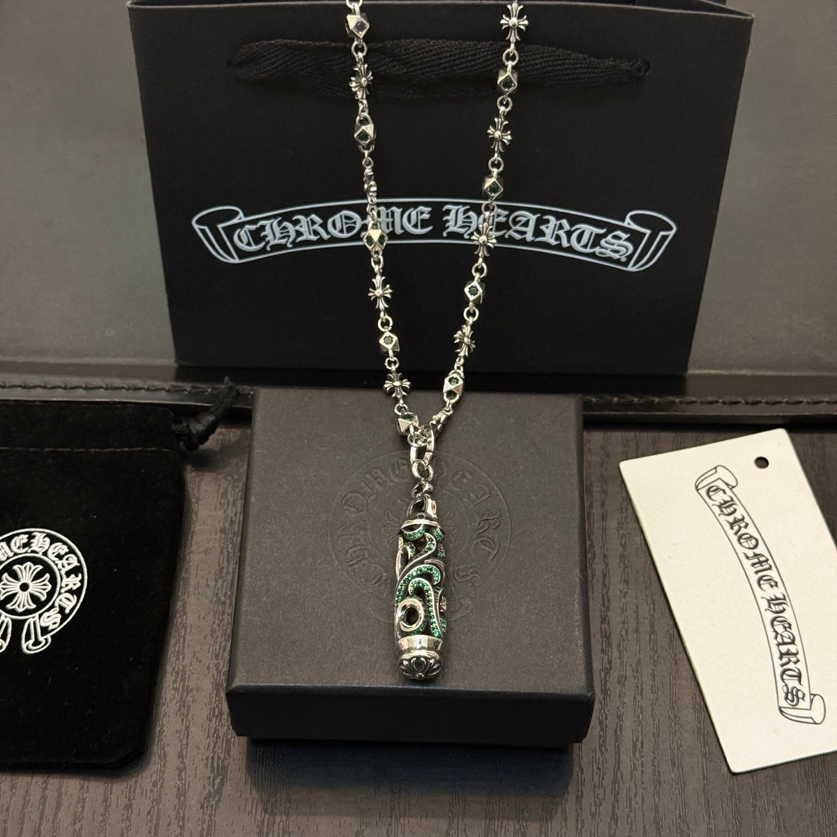 antique crystal cross Pendant for men - alternate angle view 4