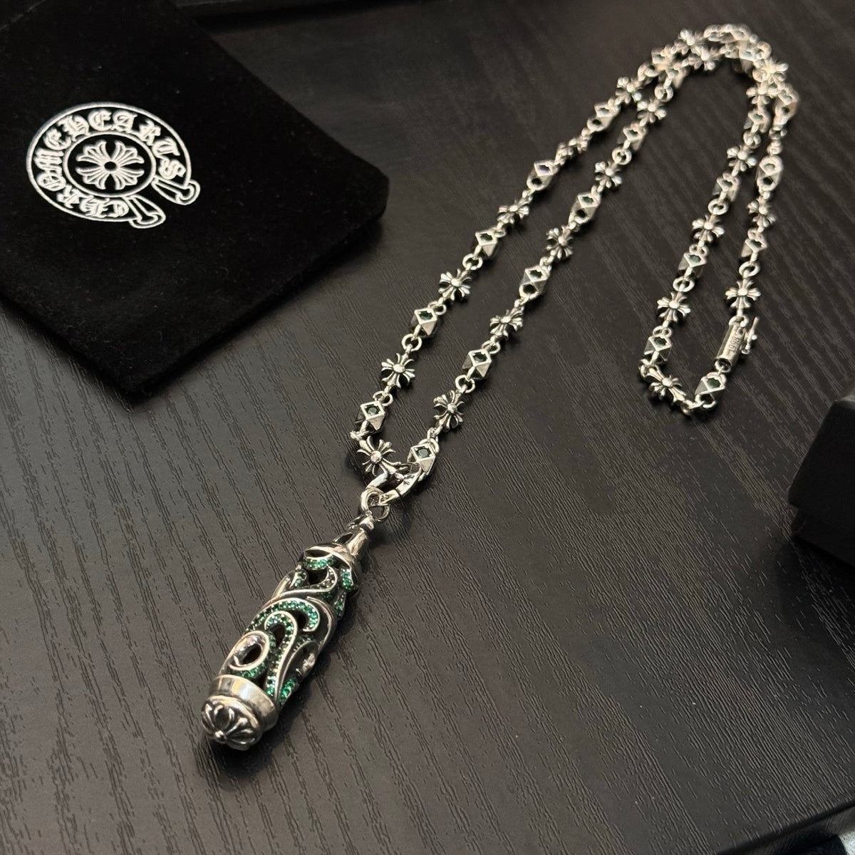 antique crystal cross Pendant for men - alternate angle view 8