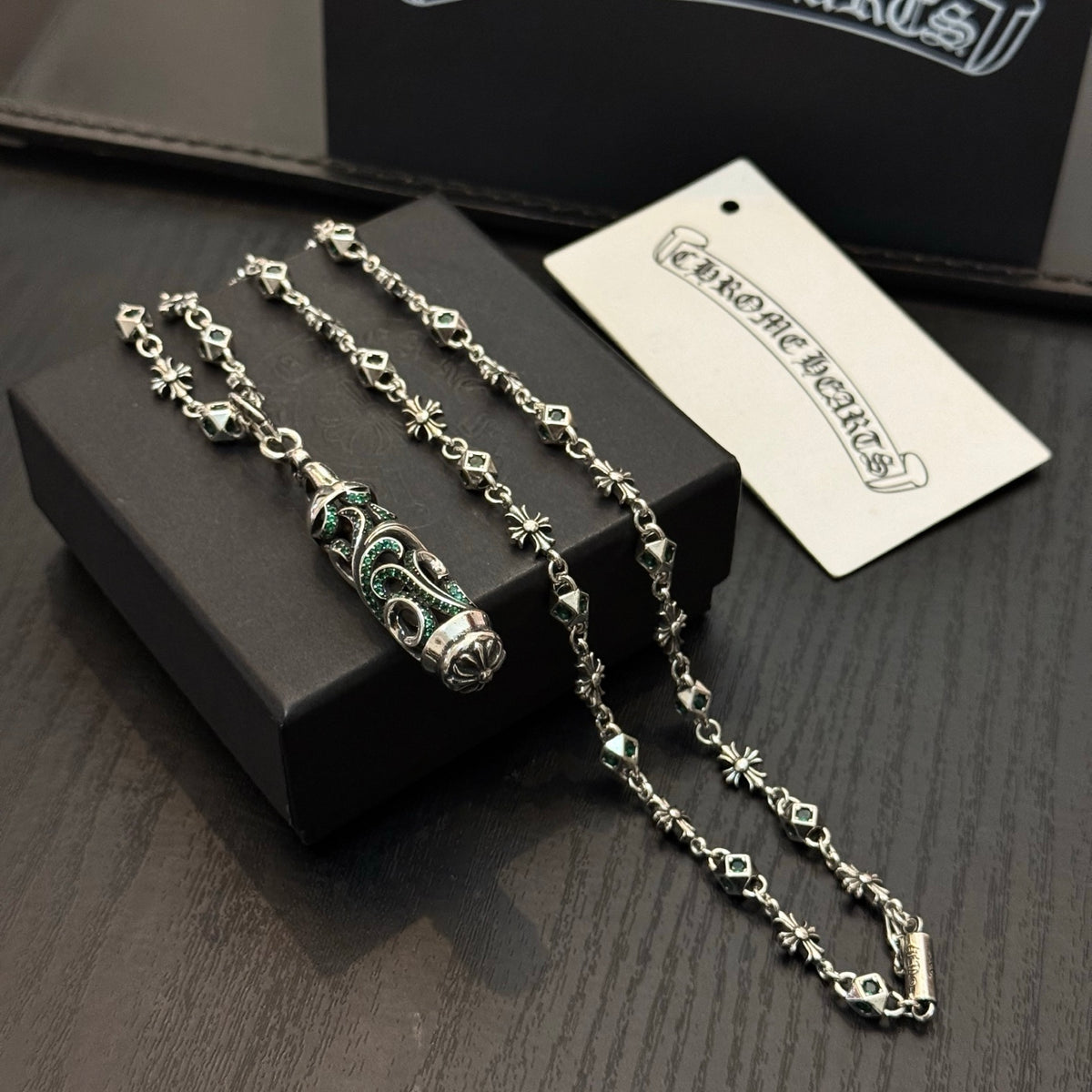 antique crystal cross Pendant for men - alternate angle view 6