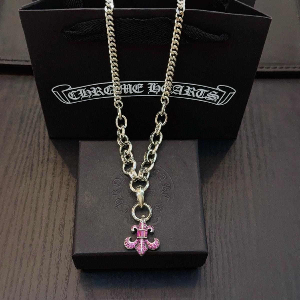 antique crystal cross Pendant for men - alternate angle view 4