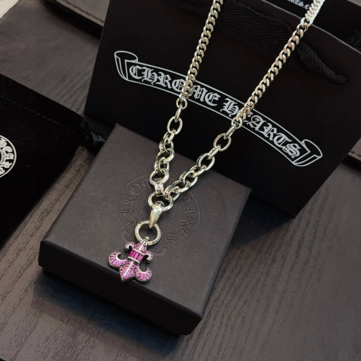 antique crystal cross Pendant for men - alternate angle view 7