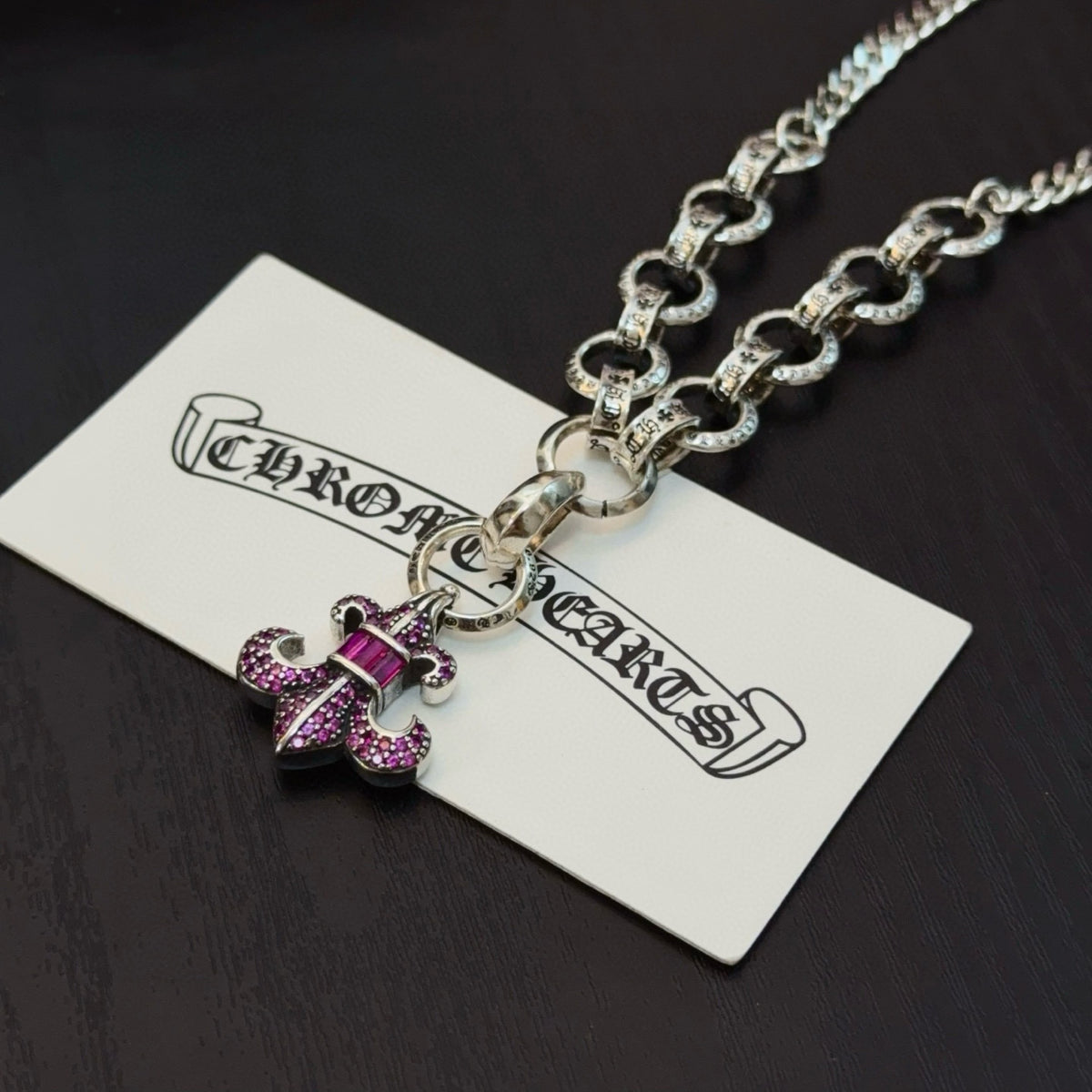 antique crystal cross Pendant for men - alternate angle view 6