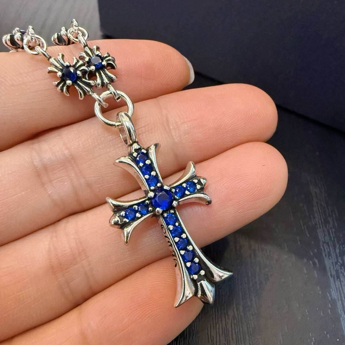 antique crystal cross fashion accessory for men - alternate angle view 4