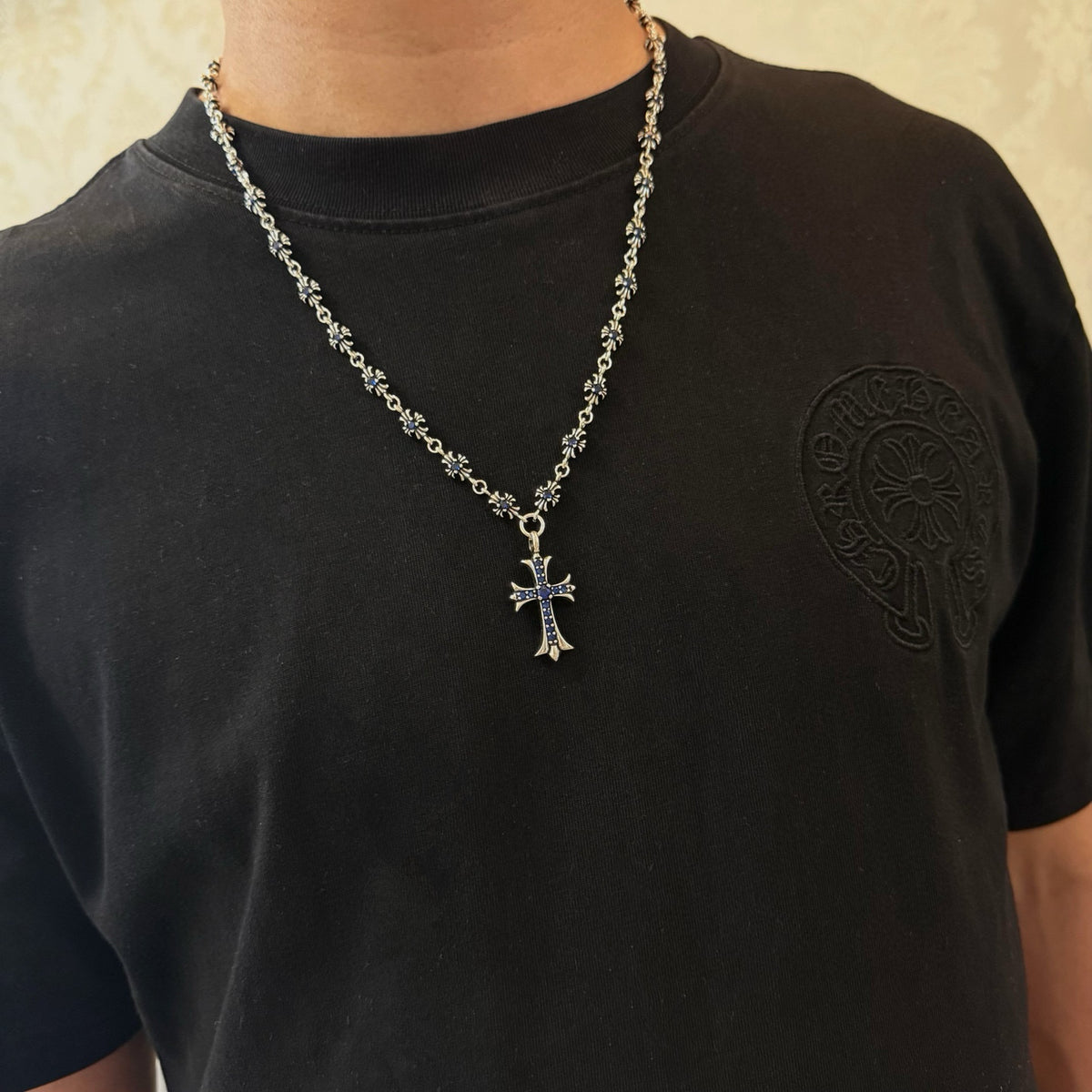 antique crystal cross fashion accessory for men - alternate angle view 9