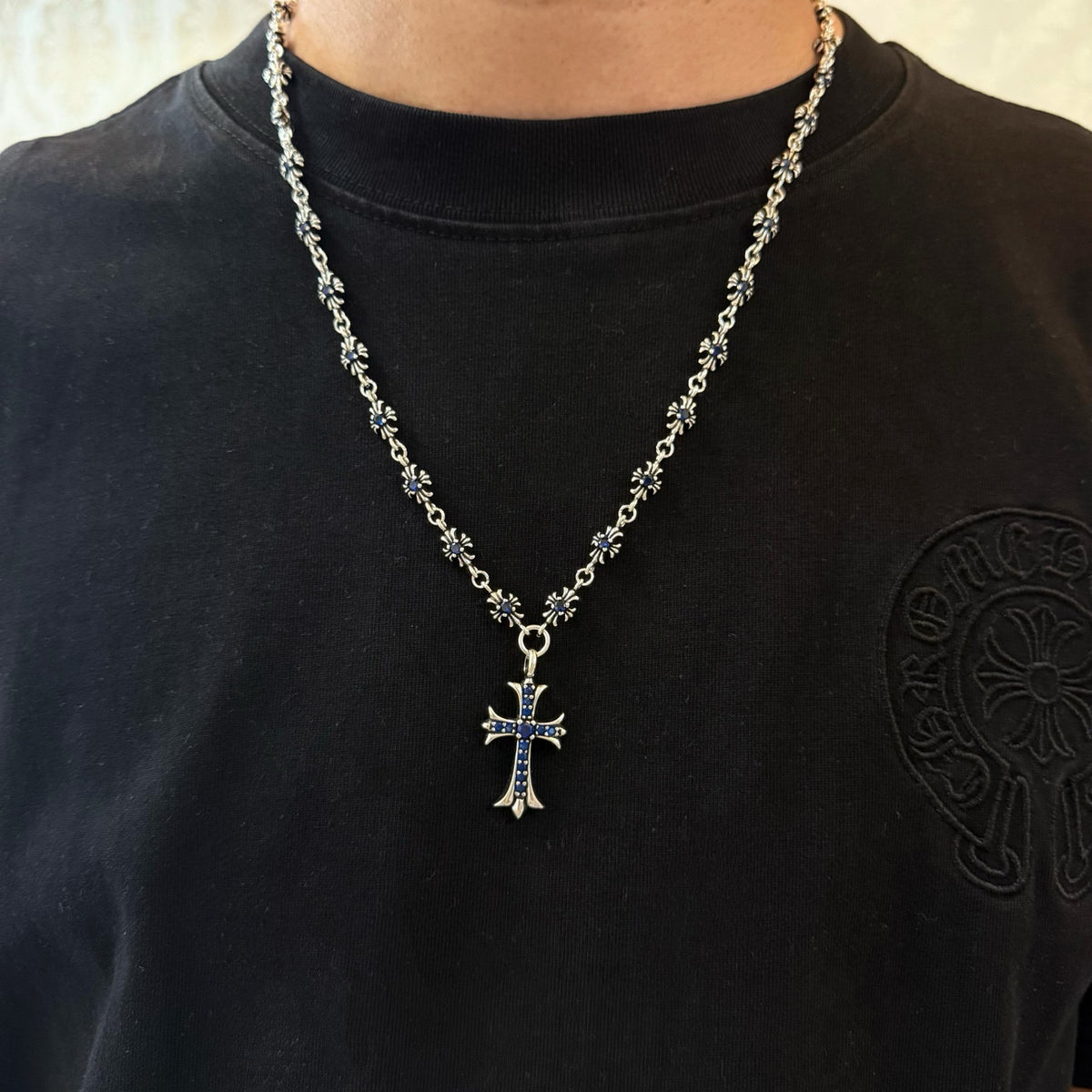 antique crystal cross fashion accessory for men - alternate angle view 7