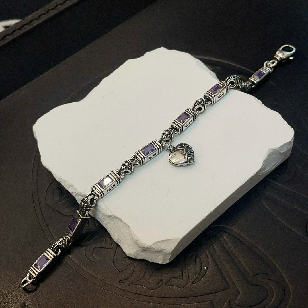 antique crystal cross Bracelet for men - alternate angle view 5