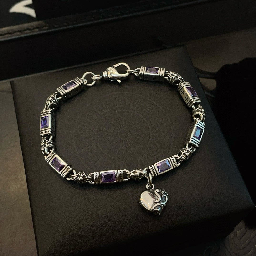 antique crystal cross Bracelet for men - alternate angle view 3